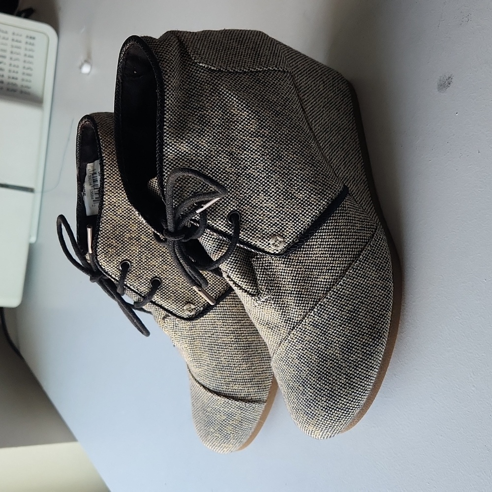 👢Tom's canvas wedge boot